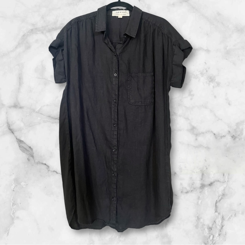 Cloth and Stone short sleeve black linen tunic size M